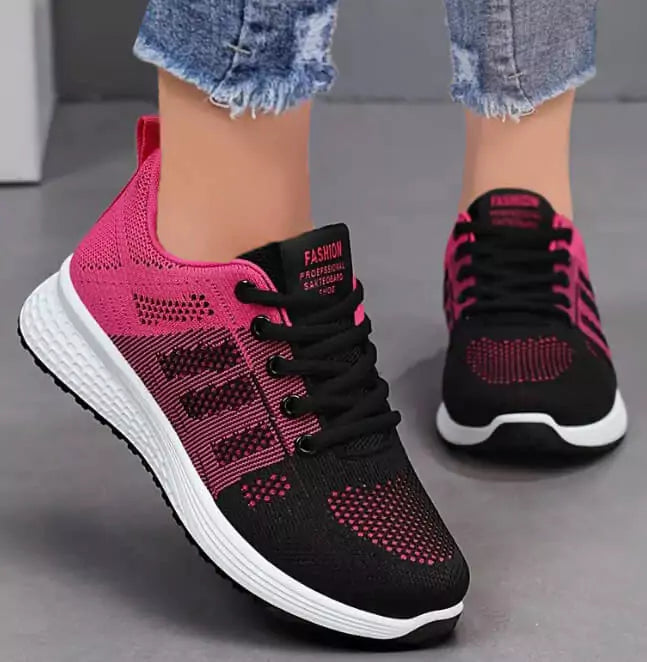 Tenis New Fashion de Estilo Tropical en color fucsia - Zapatillas deportivas de malla transpirable, diseñadas para brindar comodidad y estilo en el uso diario